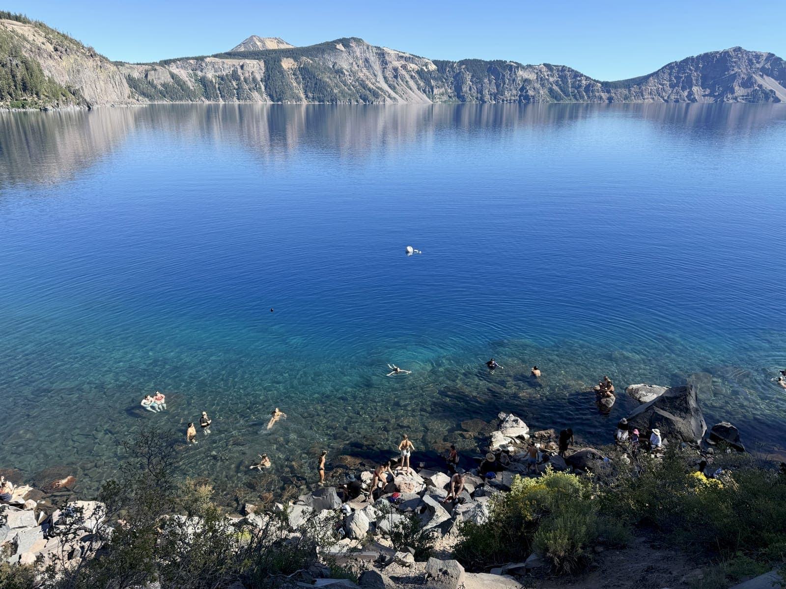 Swimming at Crater Lake near Cleetwood Cove